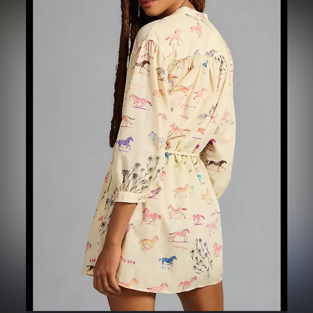 MOTHER Beige Dress with Colorful Horse Pattern
